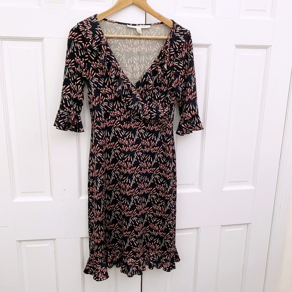 Diane von Furstenberg Print Ruffle Dress